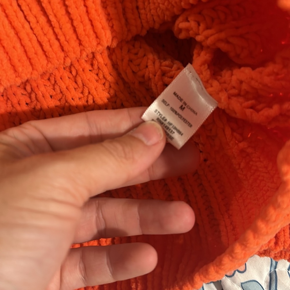 HYFVE Orange Chunky Knit Sweater Oversized Cropped Cozy Pullover M - Picture 7 of 8